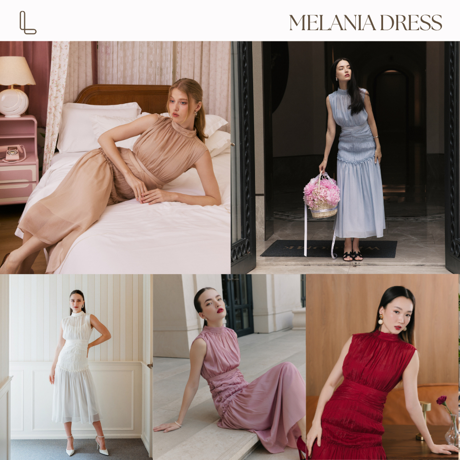 TheLoopBangkok| Melania Dress เดรสออกงาน ผ้าโปร่งจับจีบ พรางหุ่น