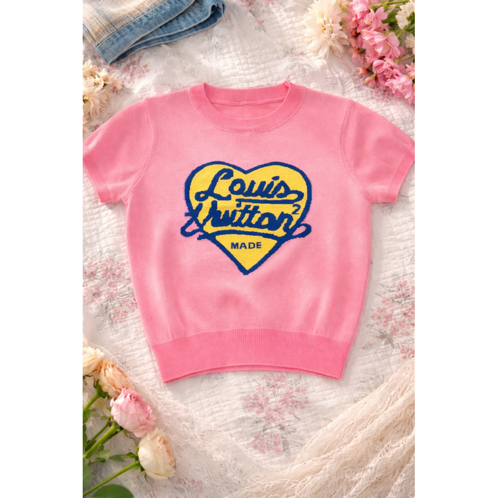 Top LV Knitting pink, size small, new