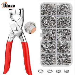 ชุดตอกพร้อมกระดุม 9.5mm ชุดคีมติดกระดุมแป๊ก ชุดกระดุมแป๊ก DIY พร้อมคีมตาไก่ กรงเล็บมือกดคีม เครื่องมือติดตั้งปุ่มคีม