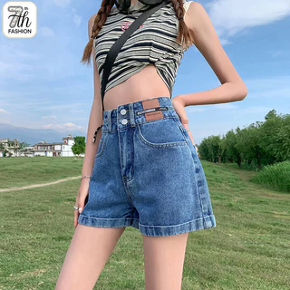 กางเกงยีนส์ขาสั้นเอวสูง ทรงหลวม ไซส์ใหญ่ S-5XL ผู้หญิง ทรงลุย ใส่แล้วขายาว เดิมๆ สไตล์เกาหลี ผ้านิ่ม ใส่สบาย