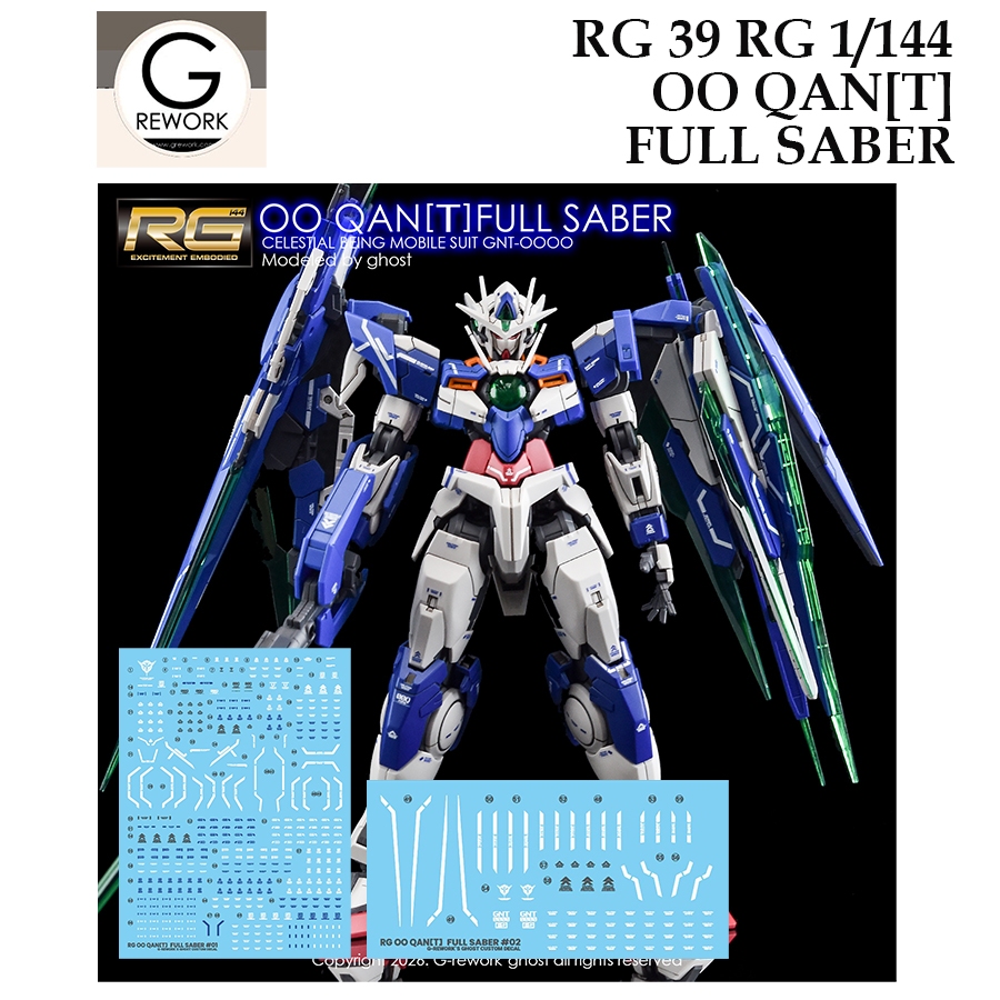 ดีคอลน้ำ [G-Rework] RG39 OO QAN[T] FULL SABER GUNDAM RG 1/144 WATER SLIDE DECAL RG 39