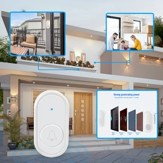 Daytech Wireless Doorbell สหรัฐอเมริกาปลั๊กอินออดสีขาวเรียบง่าย 30M ช่วง 60 ริงโทน 0-110dB