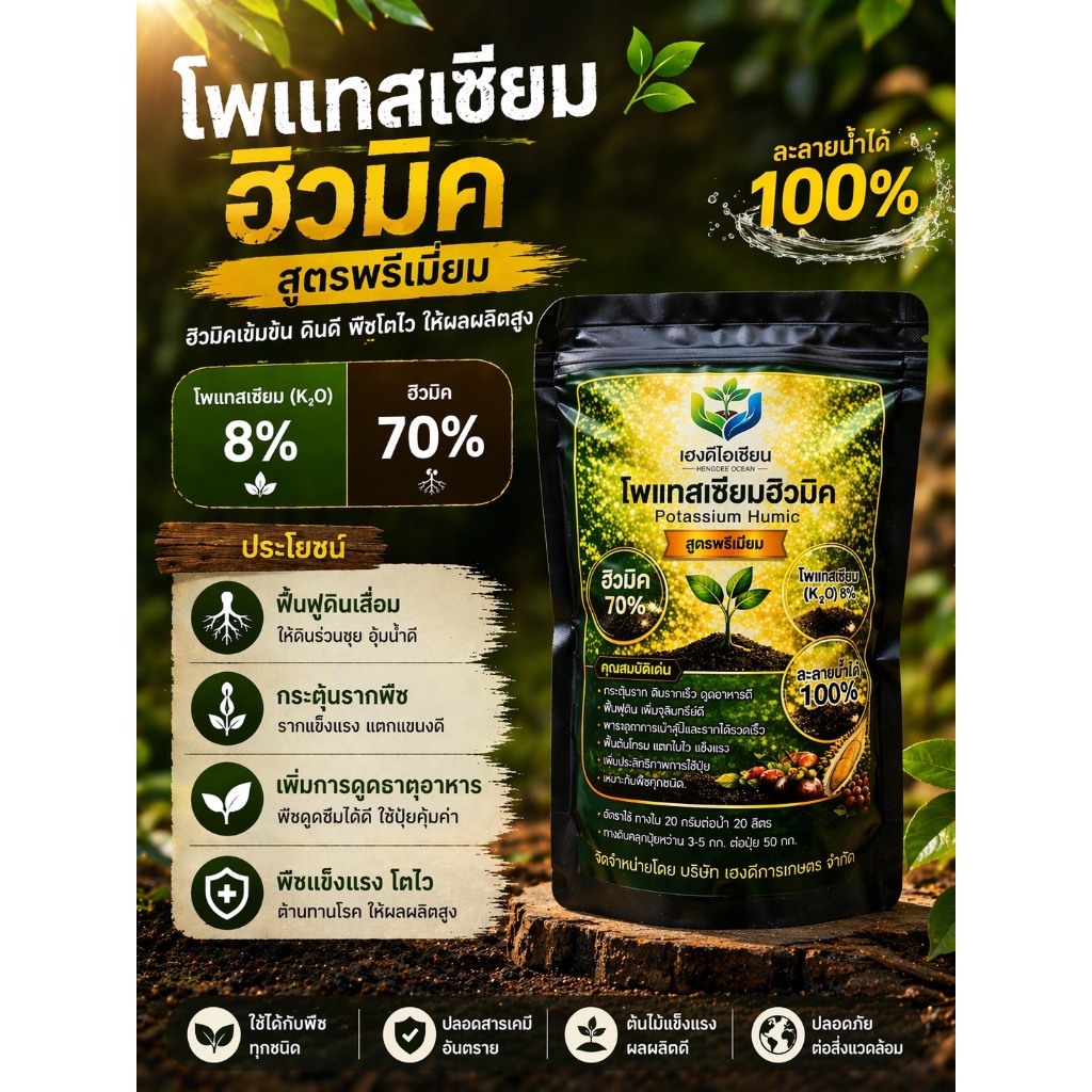 โพแทสเซียมฮิวมิค สูตรพรีเมียม ขนาด 1 กิโลกรัม