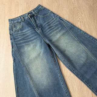 #5998 (XS-9XL) jinjeans กางเกงยีนส์ทรงบาเรล baggy กางเกงสาวอวบ กระบอกใหญ่ ขากว้าง Barel