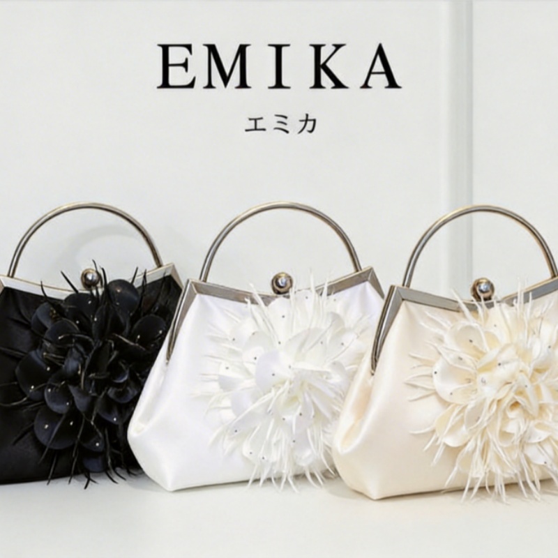 EMIKA กระเป๋าถือมือสำหรับสาวๆ ลายดอกไม้ใหญ่สวยงาม ดีไซน์ละเอียดอ่อน หรูหรา ใช้งานง่าย สะพายสวยทุกโอกาส