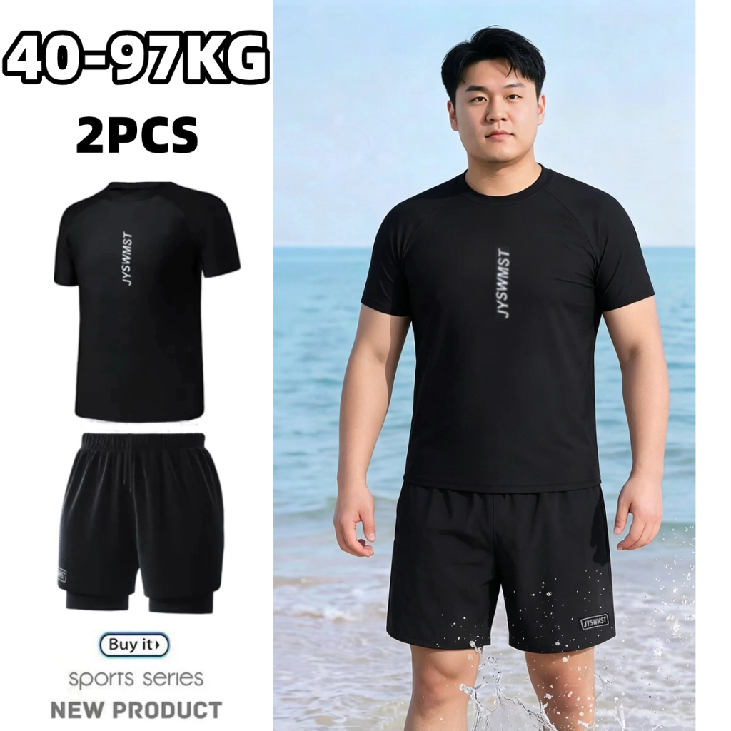 ชุดว่ายน้ําผู้ชาย ชุดว่ายน้ำแขนสั้น+กางเกงว่ายน้ำผู้ชาย ชุดว่ายน้ําชาย ชุดว่ายน้ําทูพีชผ้าเนื้อดี✨ราคาส่ง✨