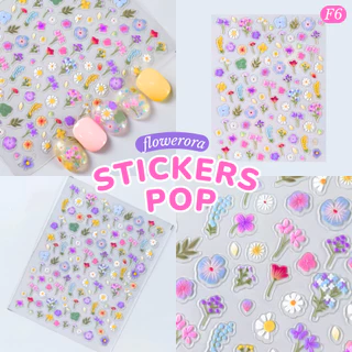 [6 ลาย] สติกเกอร์ดอกไม้ มีมิติ 5D Stickers Nail Pop สติกเกอร์ติดเล็บ ติดของใช้ ติดปุ๊บ น่ารักปั๊บ