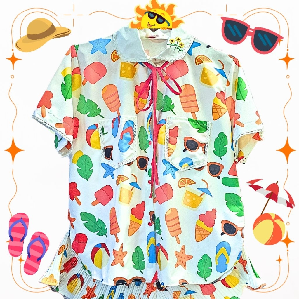 💛🧡 ชุด Set เสื้อ + กางเกงขาสั้นอัดพลีท 🥨