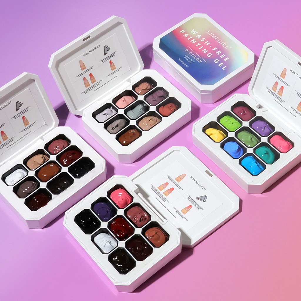 9 Colors Solid Gel Nail Palette Nail Polish Gel Phototherapy DIY Nail Art Solid Cream Gel Polish Set