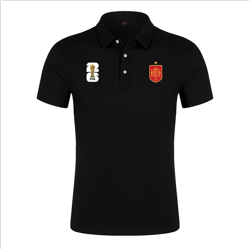 2026 World Cup fans Football World Cup Spain team เสื้อโปโล พิมพ์แขนสั้นระบายอากาศ เชียร์ทีมที่ชอบ S-3XL