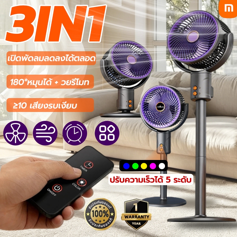 รับประกัน 5ปี พัดลมตั้งพื้น ปรับระดับได้ 5 ระดับ พัดลมรีโมต พัดลม 3D หมุนได้ ลมแรงเสียงเบา พัดลมตั้งโต๊ะ พัดลมไฟฟ้า