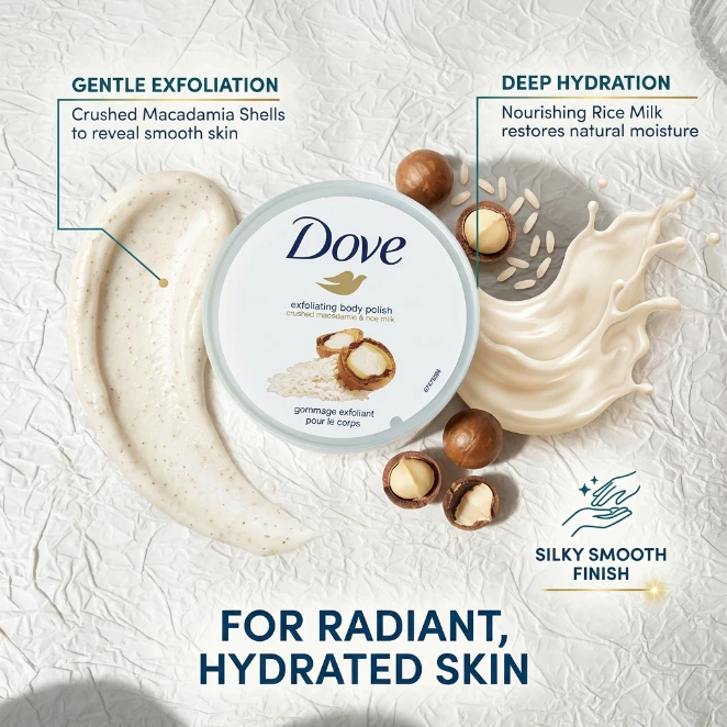 โดฟ Exfoliating Body Polish Set 7 ชนิด น้ำยาล้างตัวเบาโดฟ สครับร่างกาย ล้างเซลล์ผิวตาย กลิ่นหอมนาน 298g thumbnail 3