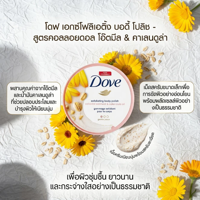 โดฟ Exfoliating Body Polish Set 7 ชนิด น้ำยาล้างตัวเบาโดฟ สครับร่างกาย ล้างเซลล์ผิวตาย กลิ่นหอมนาน 298g thumbnail 8