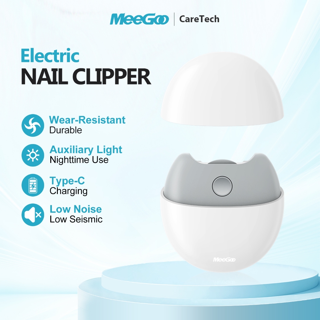 MeeGoo Electric Nail Clipper กรรไกรตัดเล็บไฟฟ้า 3 In 1 บดขัดเล็บอัตโนมัติ ปลอดภัย มีไฟช่วย ชาร์จได้