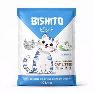 Bishito x HaosenCat 10ลิตร ทรายแมวสูตรฝุ่นน้อย