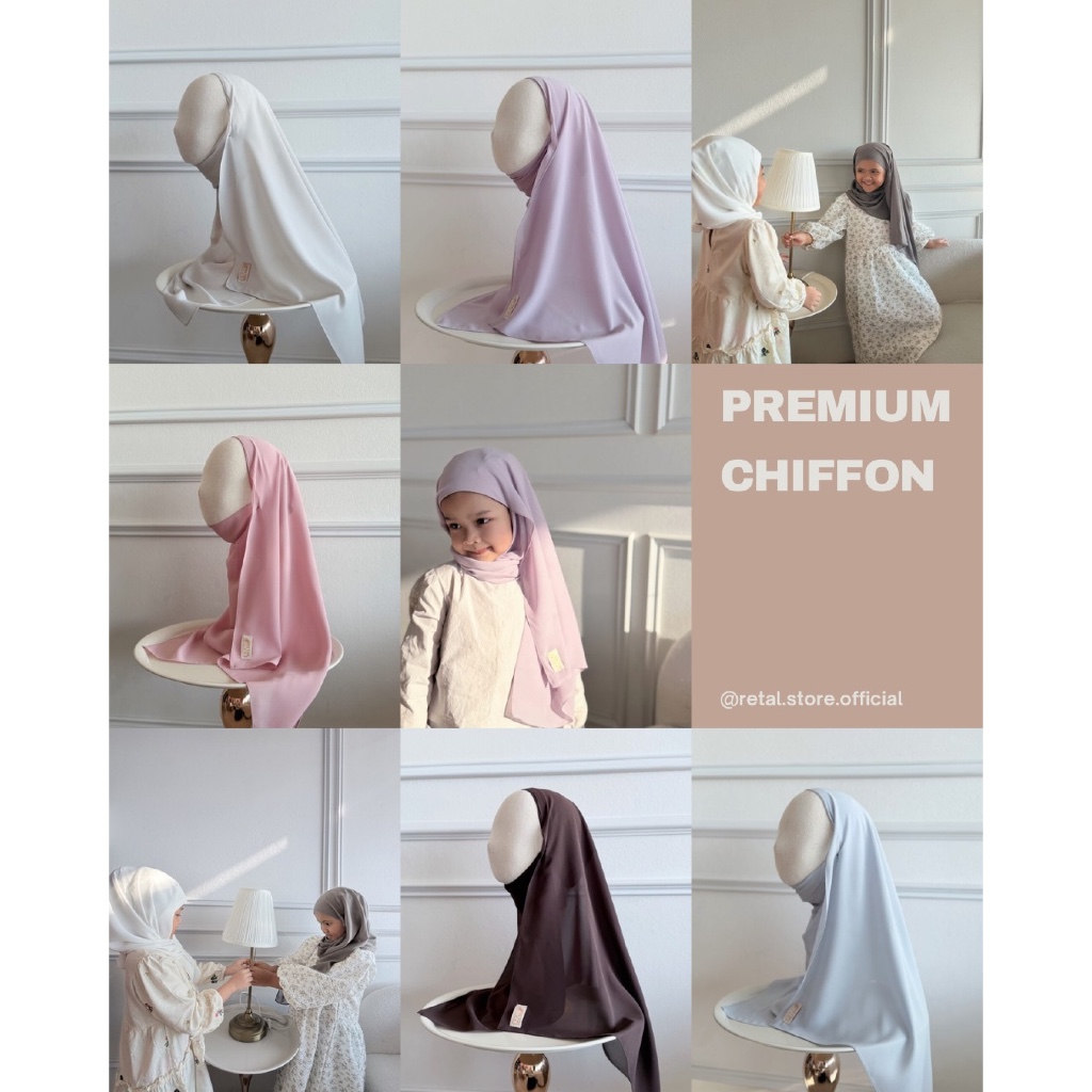 ผ้าพันเด็กติดอินเนอร์ - Premium Chiffon Kids By Retal Hijab