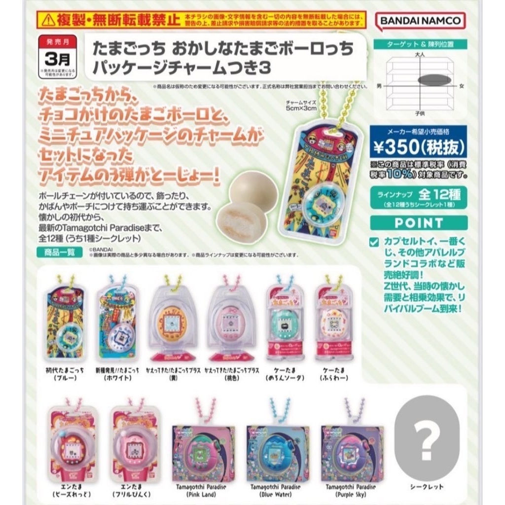 Tamagotchi Okashi na Tamago Boro-chi Package Charm Vol.3( เเบบยกกล่อง10 ชิ้น)