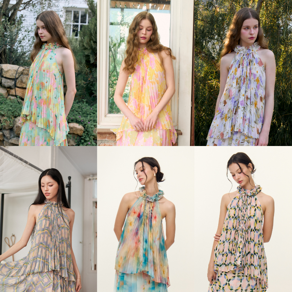 Aunchadabrand - Love rosie top เสื้อพรีทคล้องคอผ้าพิมพ์ลาย*พรีออเดอร์14วัน*