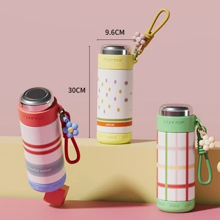 แก้วกาแฟสแตนเลส 316 500ml แก้วเดินทาง ทนความร้อน ลายดอกลิลลี่น่ารัก