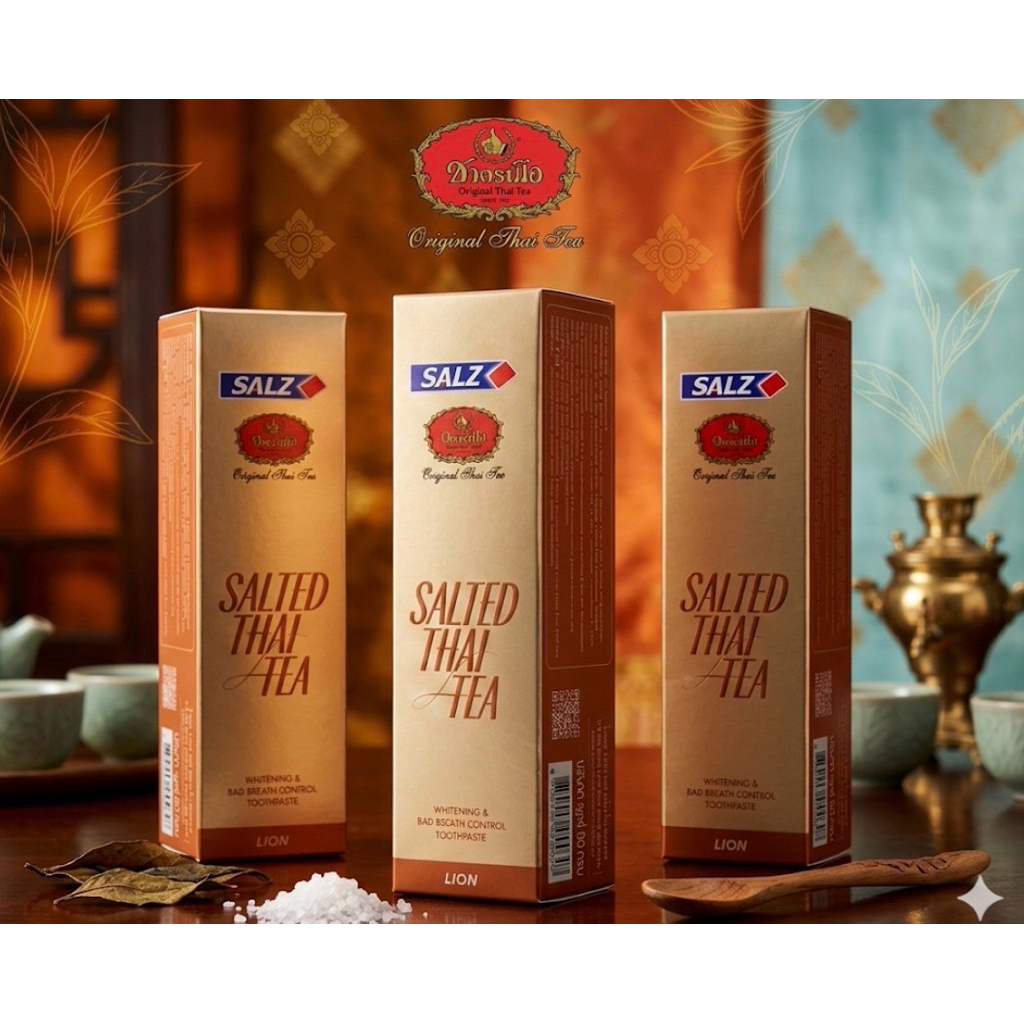(แพ็ค 3 )ยาสีฟัน ซอลส์ สูตรเกลือ ชาไทย ชาเย็น 80 กรัม Salz Salted ChaTraMue Thai Tea