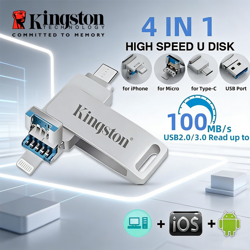 4 in 1 USB Flash Drive Type-C Lightning Micro USB USB 3.0/2.0 Data Storage for iOS with Built-in App