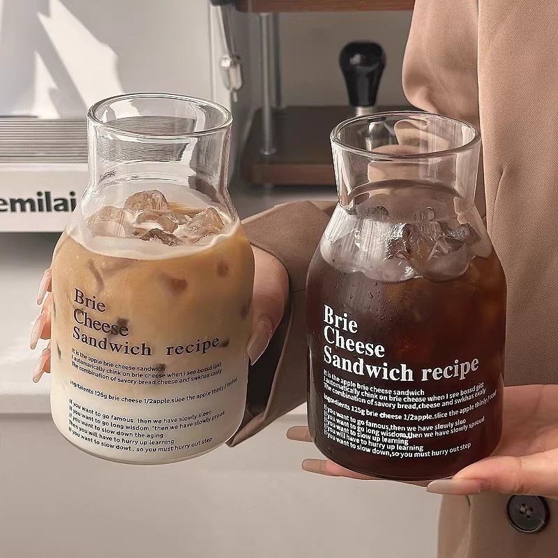 แก้วกาแฟ มัทฉะ ที่ใส่มัทฉะ แก้วน้ำ แก้วสายคาเฟ่มินิมอล แก้วน้ำทรงแจกัน พร้อมหลอดแก้ว