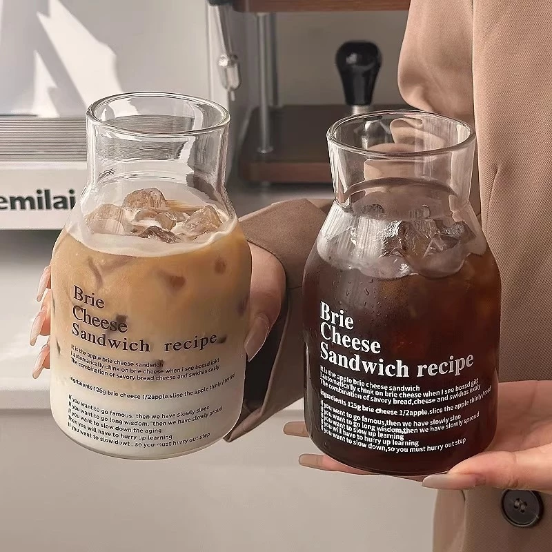 แก้วกาแฟ มัทฉะ ที่ใส่มัทฉะ แก้วน้ำ แก้วสายคาเฟ่มินิมอล แก้วน้ำทรงแจกัน พร้อมหลอดแก้ว