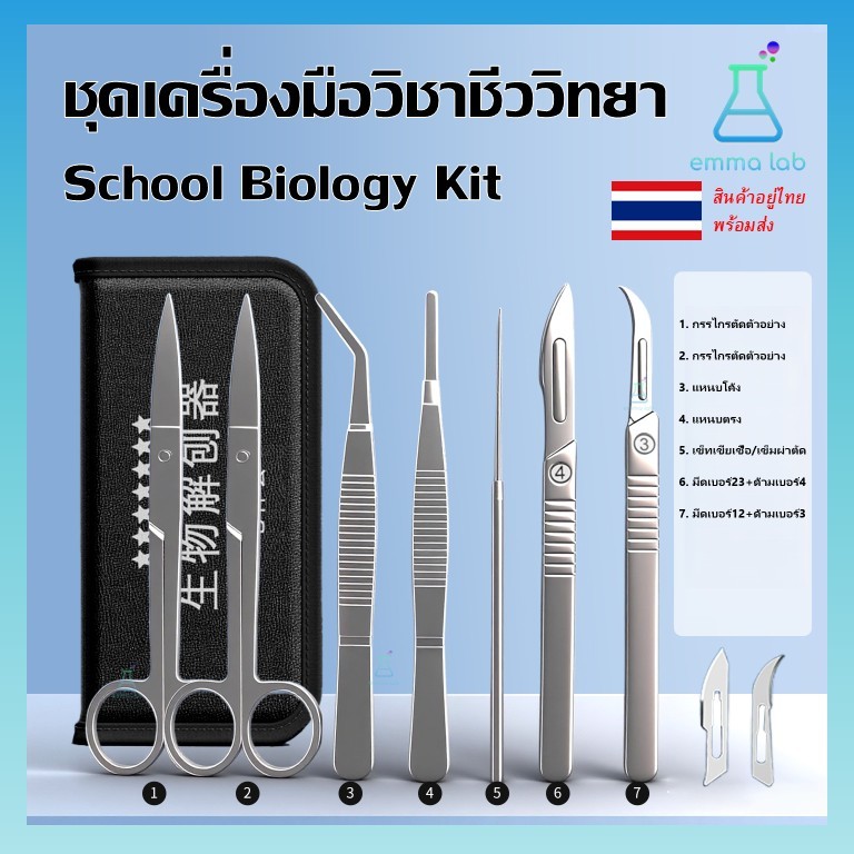ชุดเครื่องมือผ่าตัวอย่างวิชาชีววิทยา School Biology Kit