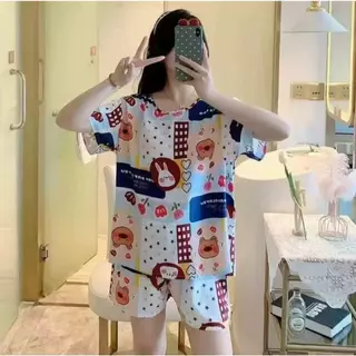 3366 EASY ชุดนอนผ้าคอตตอน ชุดนอนแขนสั้น-ขาสั้น เนื้อผ้ายืดได้บ้าง แต่งพิมพ์ลายการ์ตูนน่ารักๆ ใส่สบาย พร้อมส่ง!!!