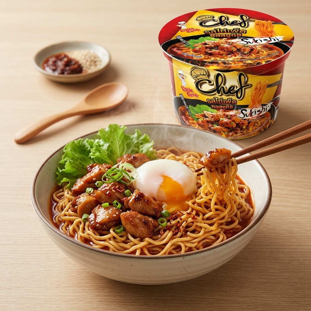 ลิตเติ้ลกุ๊กเชฟ บะหมี่กึ่งสำเร็จรูป แบบชาม Little Cook Chef เลือกรสได้ มาม่าเกาหลี ญี่ปุ่น หม่าล่า (