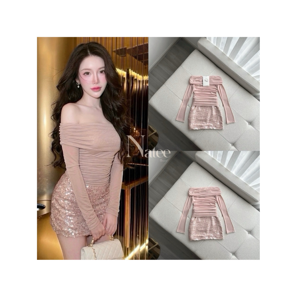 D4 งานป้าย Kittit Set ชุดเซ็ท 2 ชิ้น เสื้อ กระโปรงสั้น สำหรับผู้หญิง เสื้อผ้าแฟชั่นผู้หญิง ไซส์ Xs-L