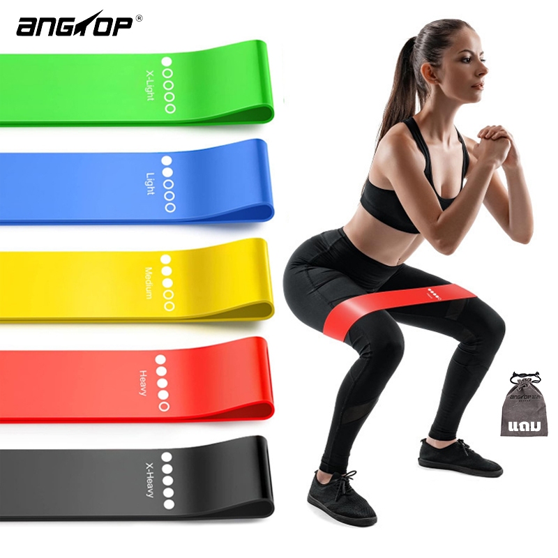 ANGTOP 5เส้นชุด elastic resistance band ยางยืดออกกำลัง ยางออกกำลังกาย แถมกระเป๋าจัดเก็บ ยางยืด yoga