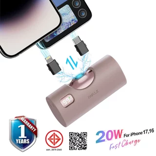 [ของแท้/ประกัน1ปี] iWALK LinkPodX พาวเวอร์แบงค์เปลี่ยนหัวได้ (Type-C & Lightning) 5000mAh 2-in-1 รองรับมือถือได้ทุกรุ่น