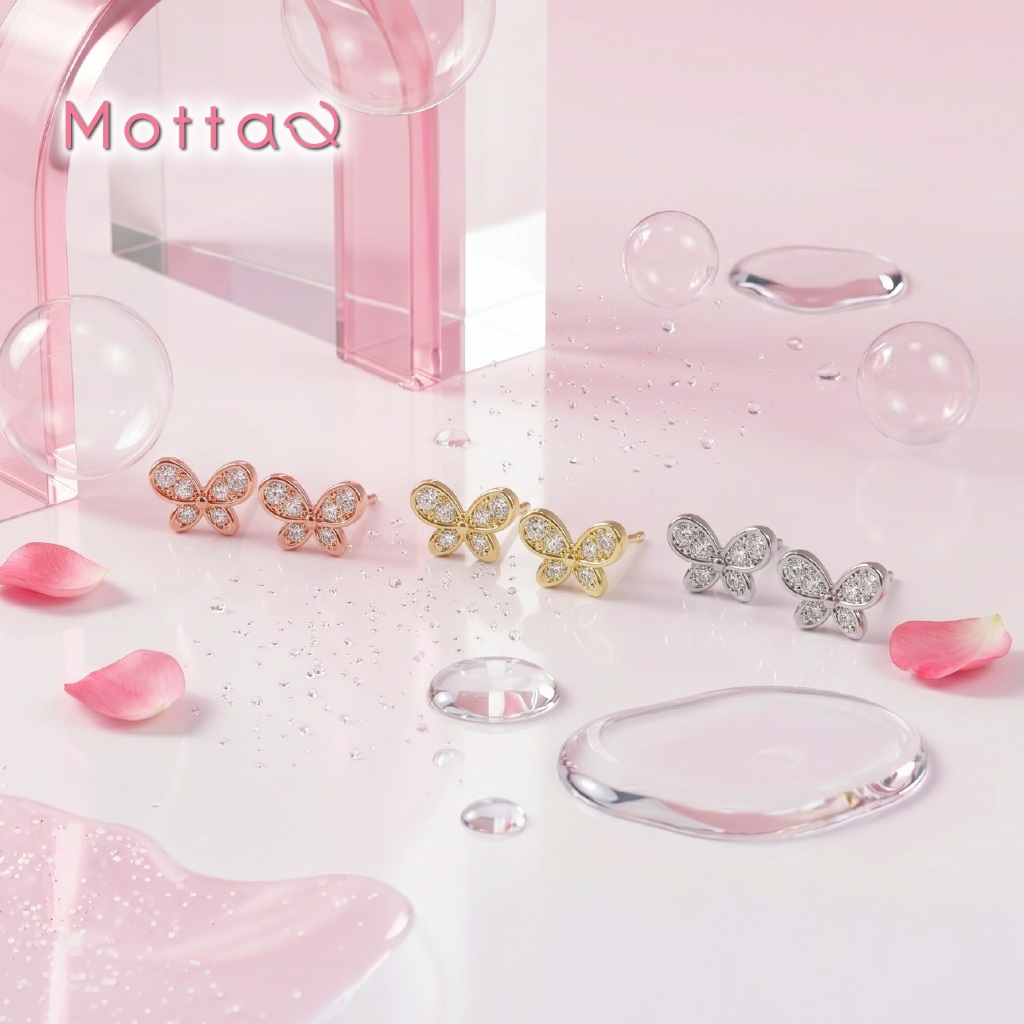 Motta Online Exclusive May Be Mine ต่างหูติดหูชุทองคำขาว 3ดีไซน์เก๋ไม่ซ้ำใคร
