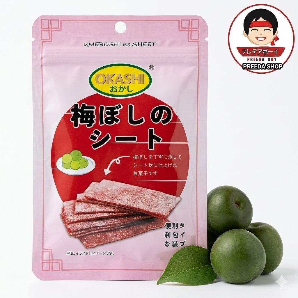 บ๊วยแผ่นญี่ปุ่น (14g.-40g.) OKASHI Japanese Plum Strips บ๊วย บรรจุซองย่อยในถุง