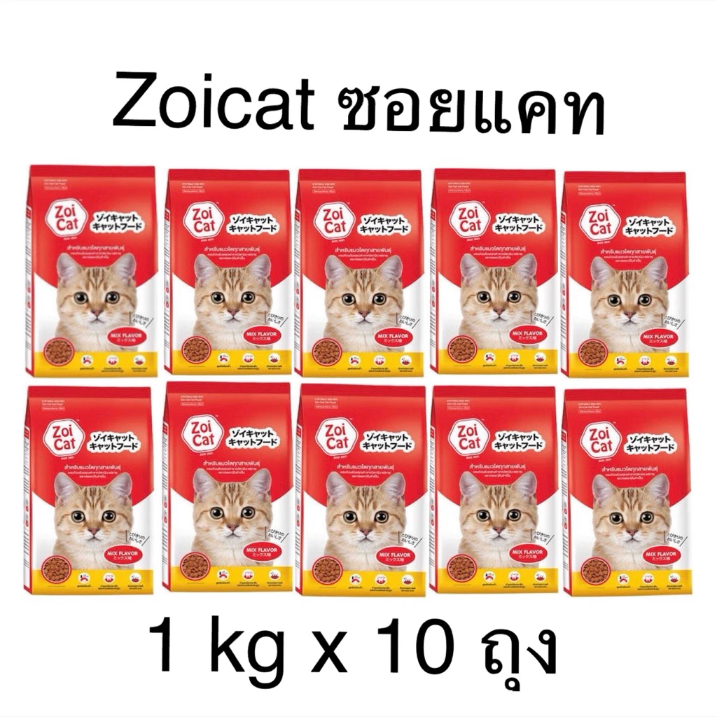 [1kgx10ถุง] Zoicat อาหารแมวซอยแคท ขนาด 1 กิโลกรัม