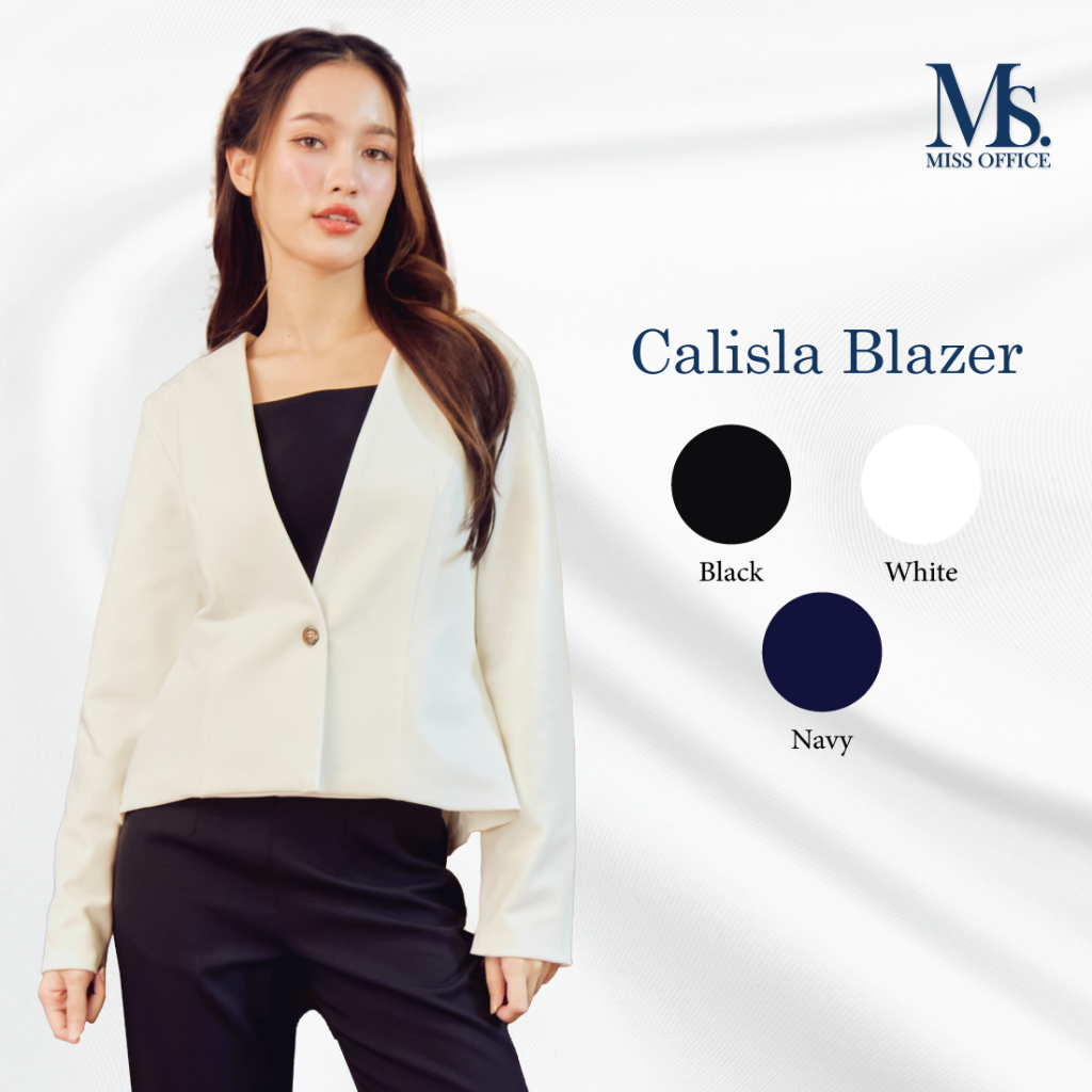 [ส่งฟรี] Miss office เสื้อคลุมแขนยาวไม่มีปก (MB-027)