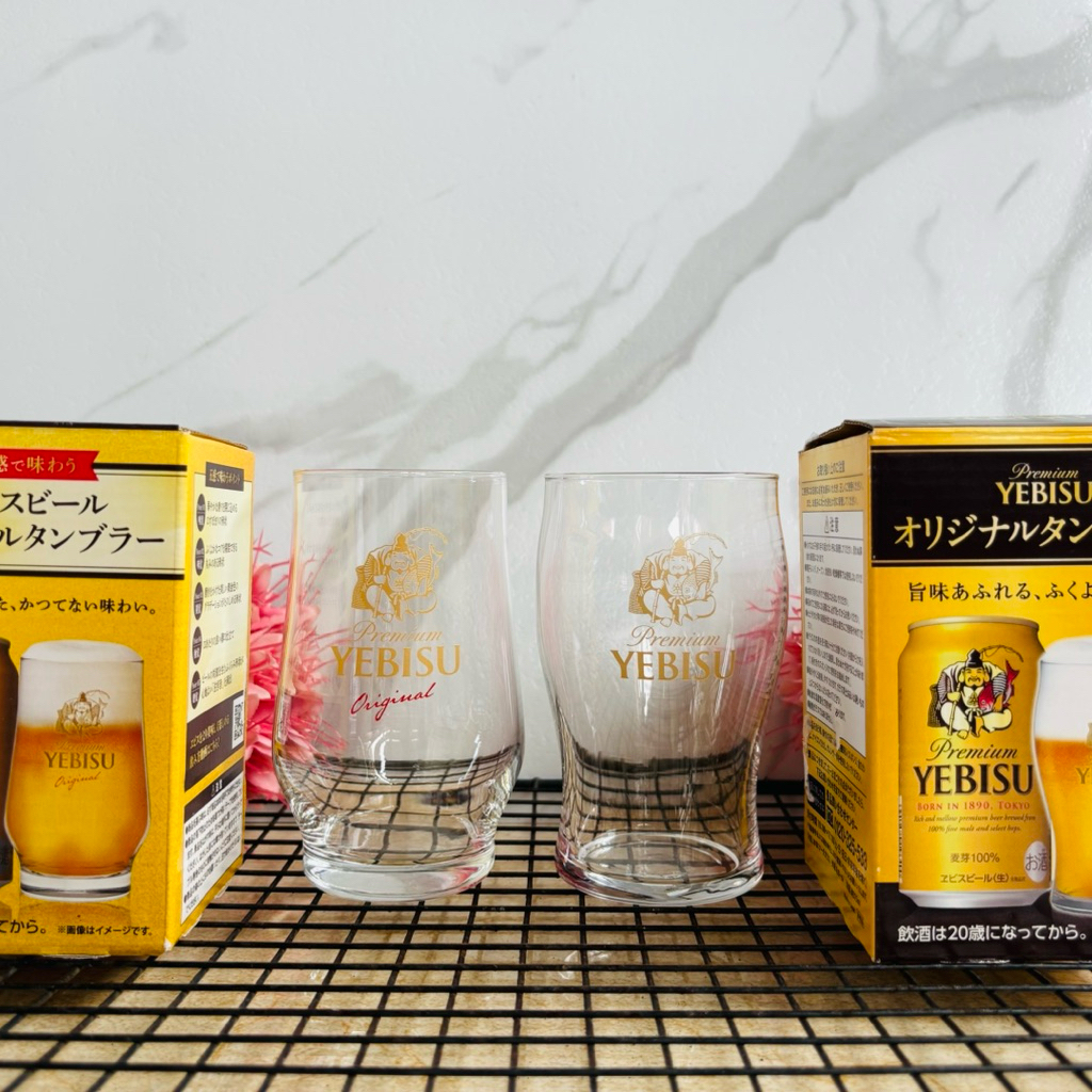 แก้วเบียร์ Premium YEBISU เนื้อบาง ขนาดเล็ก มือสอง จากญี่ปุ่น
