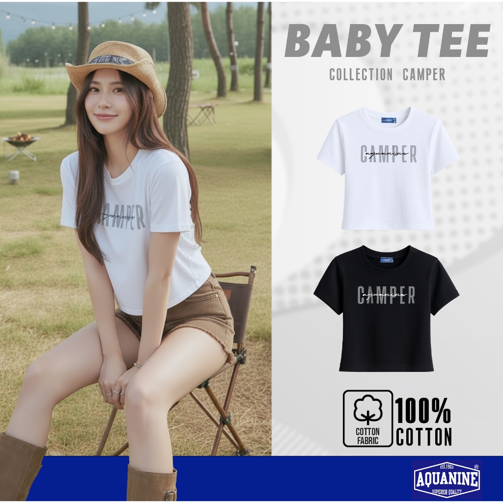 AQUANINE เสื้อยืด BABY TEE เบบี้ที ผู้หญิง รุ่น Camper สตรีท มินิมอล ลิขสิทธิ์แท้