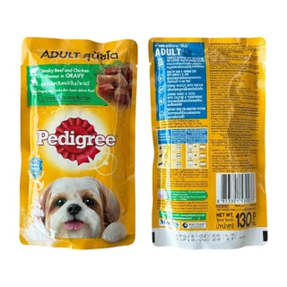 PEDIGREE ขนาดซองละ 130ก. เพดดิกรี อาหารหมาเปียกในน้ำเกรวี่ สุนัขโตและลูกสุนัข