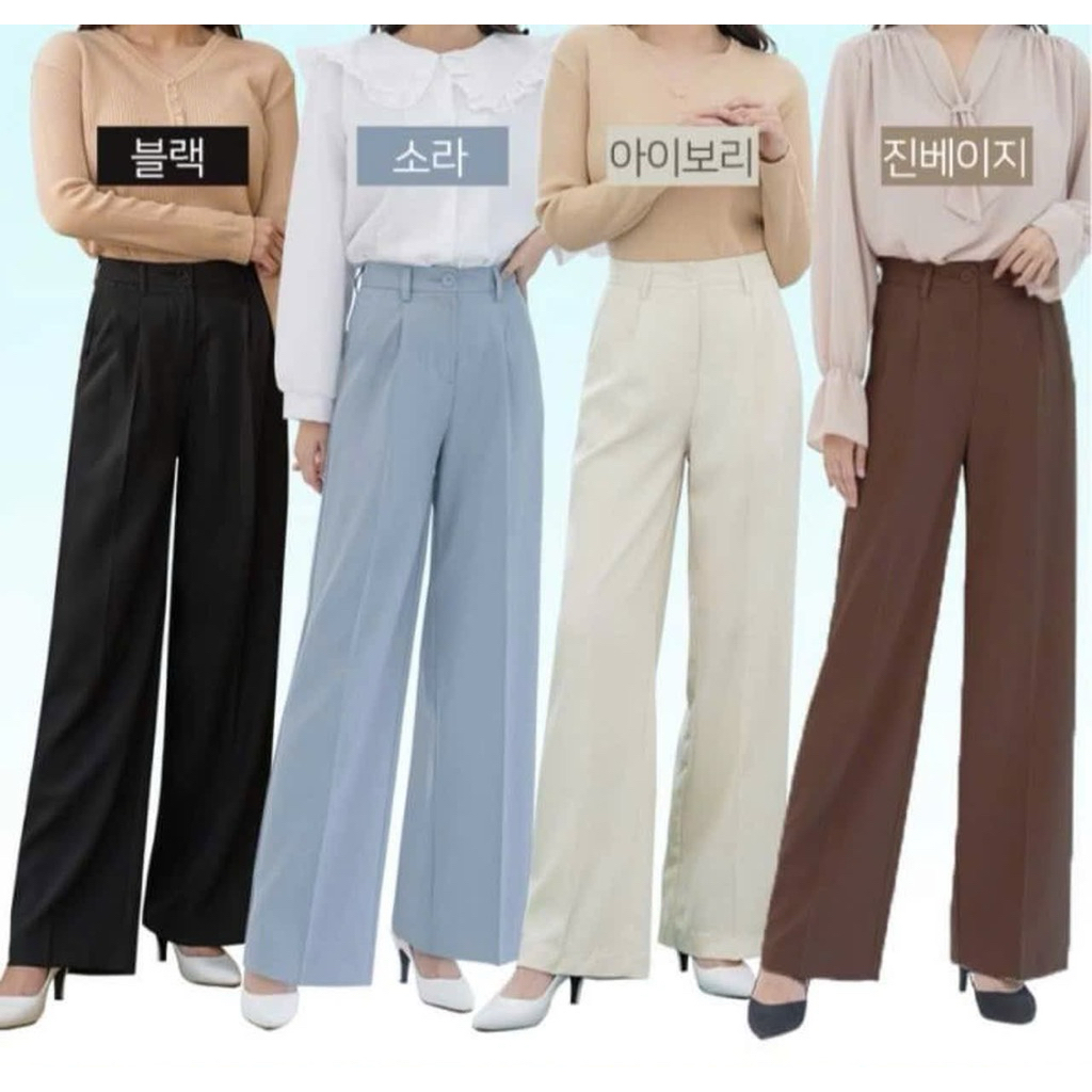 ATG Trousers กางเกงผ้าพริ้วๆ เอวสูง งานแบรนด์เกาหลี งานแท้