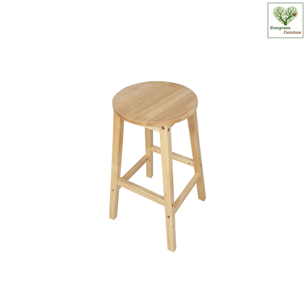 Evergreen Furniture เก้าอี้สตูลไม้ยางพารา เก้าอี้บาร์ ทรงกลม สูง 73 ซม : STC-29-R