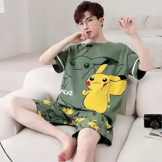 M~4XL,ชุดนอนผู้ชาย,เสื้อผ้าผู้ชาย,ผ้าฝ้ายคุณภาพสูง,เสื้อแขนสั้น+กางเกงขาสั้น