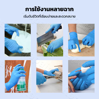 (ยกลัง1000ชิ้น) ถุงมือไนไตร ไม่มีแป้ง แบบใช้แล้วทิ้ง มาตรฐานFood Grade 100ชิ้น/กล่อง