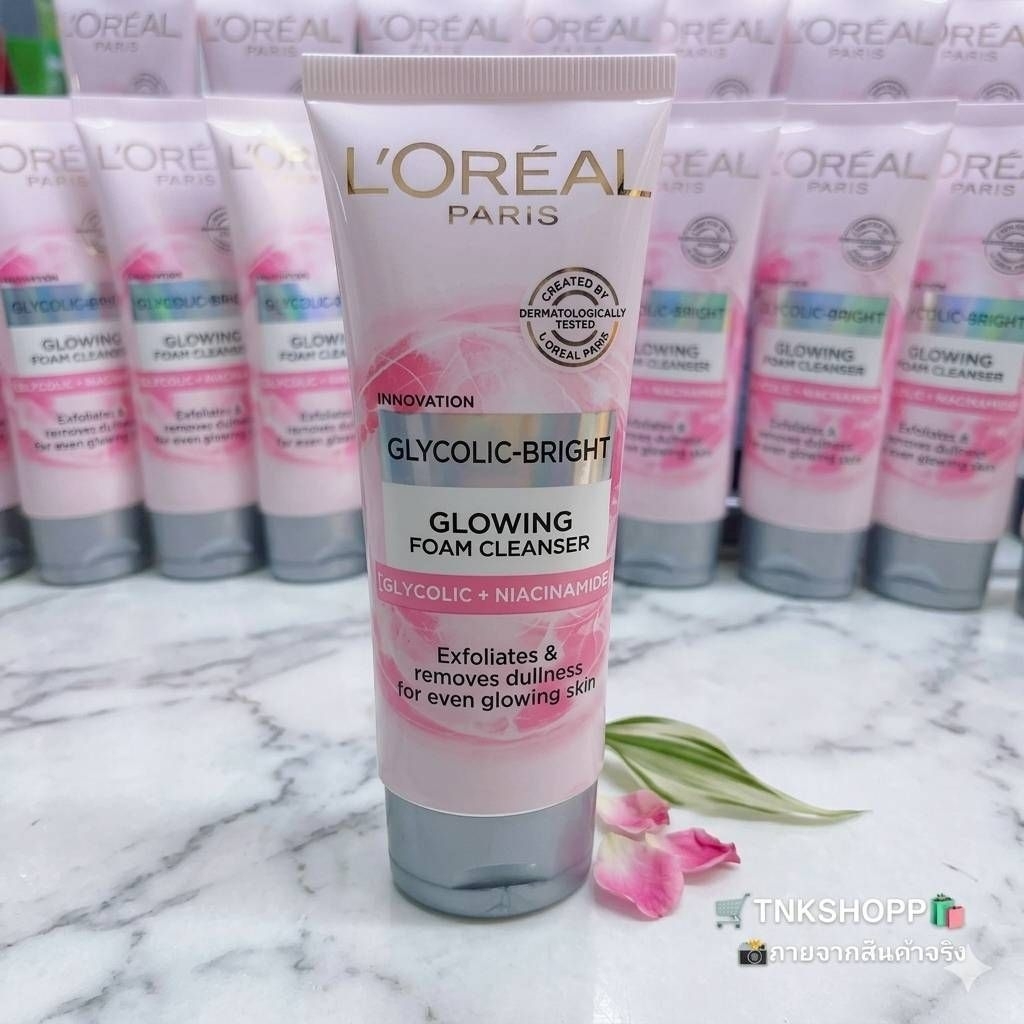 Loreal GLYCOLIC-BRIGHT โฟมล้างหน้า ลอรีอัล เพื่อผิวโกลด์กระจ่างใส 100ml ✨️EXP 2028 💥ของแท้จาก SHOP