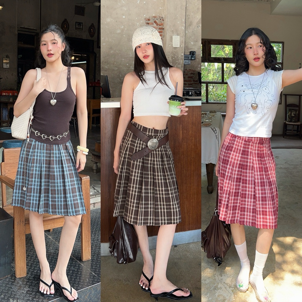 Melisa skirt กระโปรงลายสก็อตมีซับใน