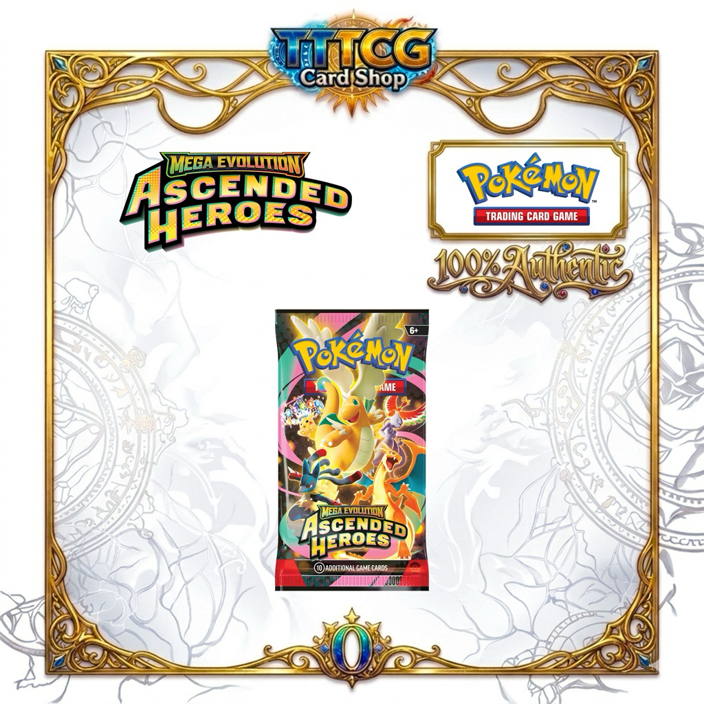 [ ซอง ] Ascended Heroes Booster Pack Pokemon TCG Pokémon ENG [Mega Evolution ME2.5] การ์ดโปเกมอน ภาษาอังกฤษ 1 แพ็ค Jo