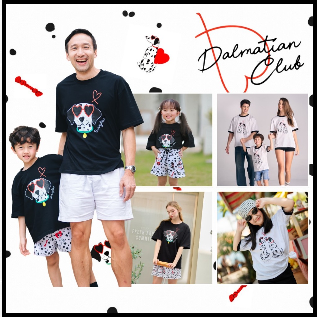 เสื้อยืดครอบครัว Dalmatchian Club – White Black Edition Unisex
