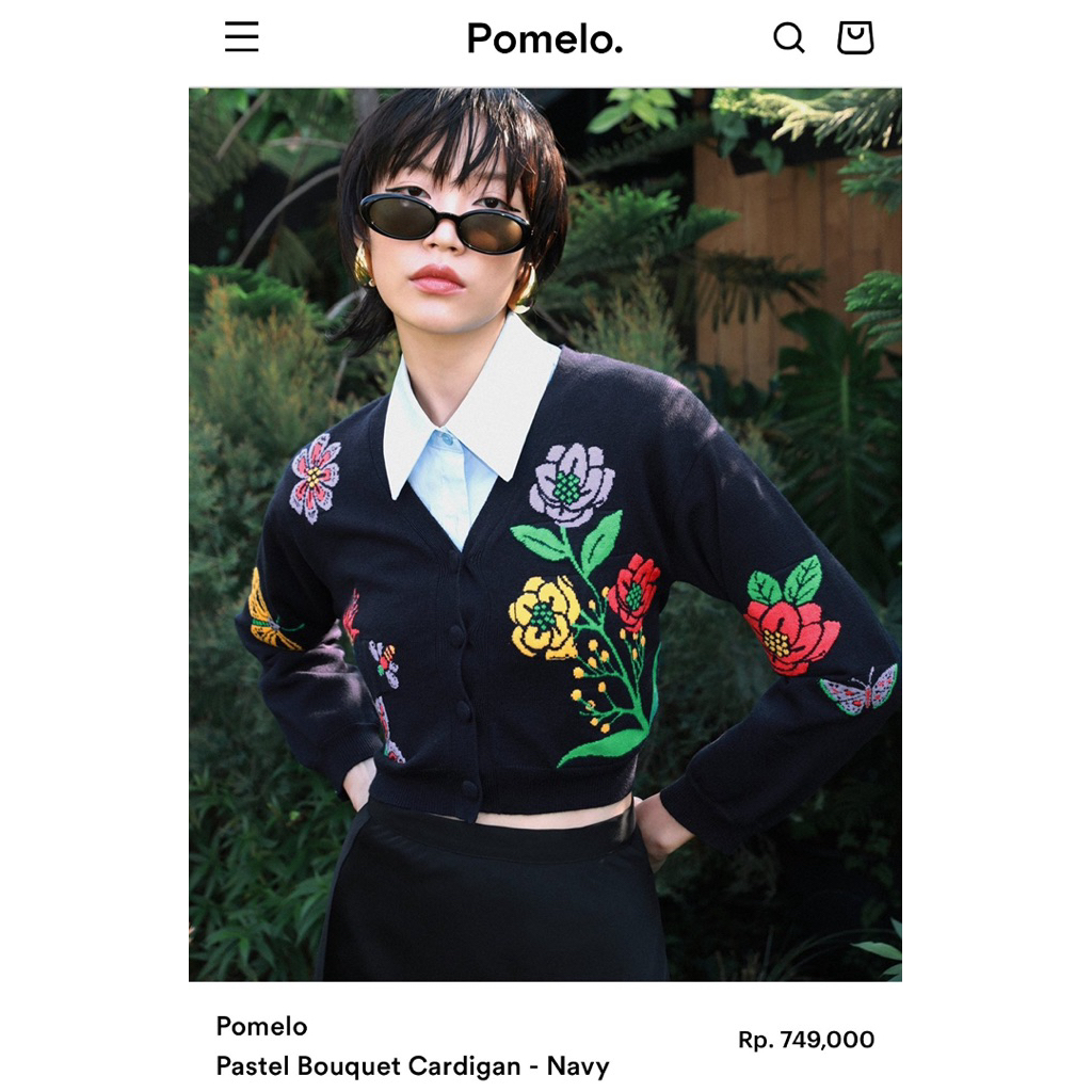 Pomelo x Spun cardigan navy คาดิแกน