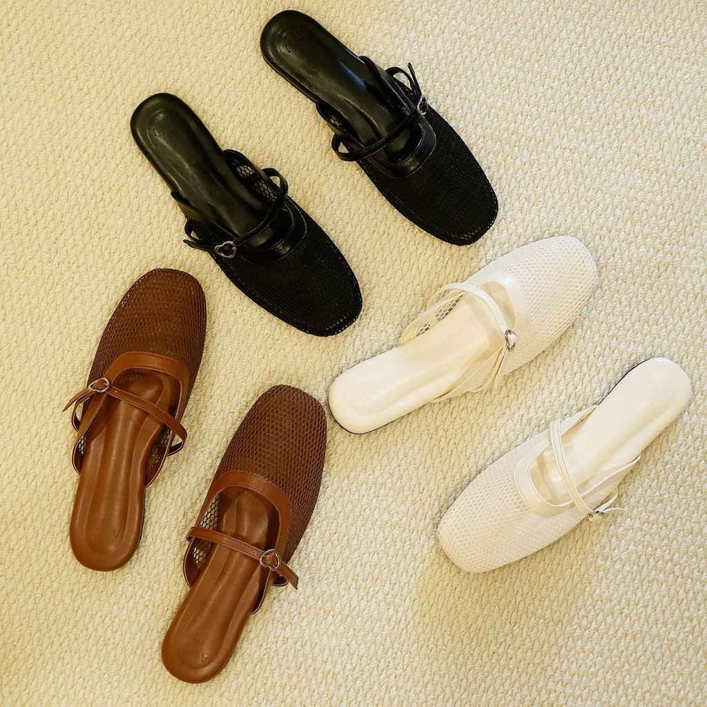 **มีส่งด่วน**25twentyfives - รุ่น บีริส รองเท้าคัทชูตาข่าย เปิดส้น ดีไซน์เรียบหรู สายแฟ